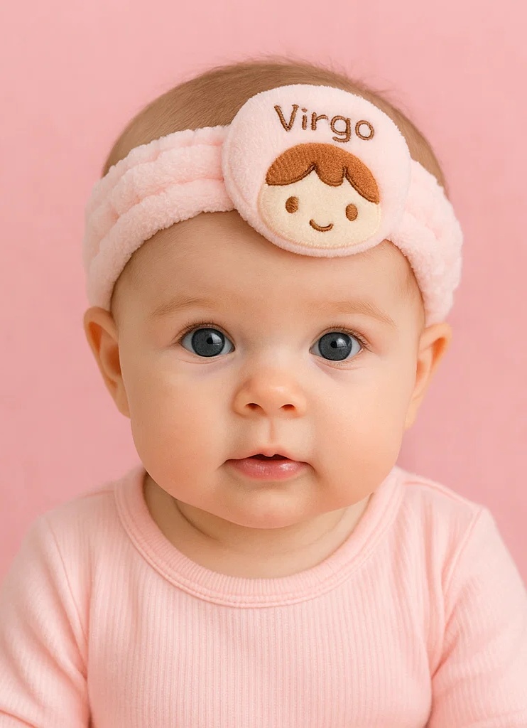 Virgo Zodiac Baby Headband – Soft Cartoon Horoscope Infant Style